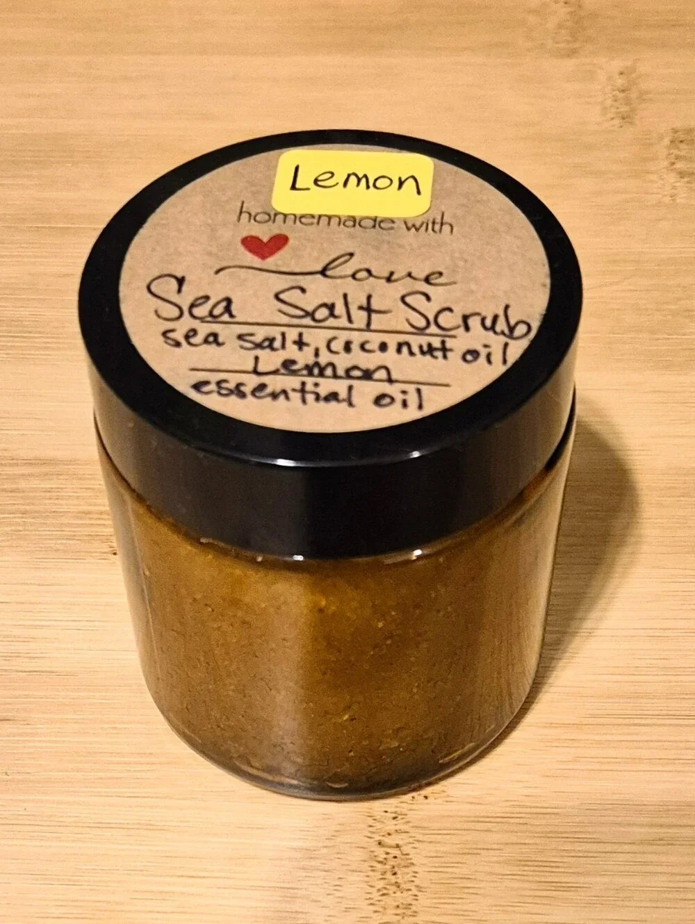 Handmade Mediterranean Sea Salt Scrub With Lemon Essential Oil - 4 oz. Jar
